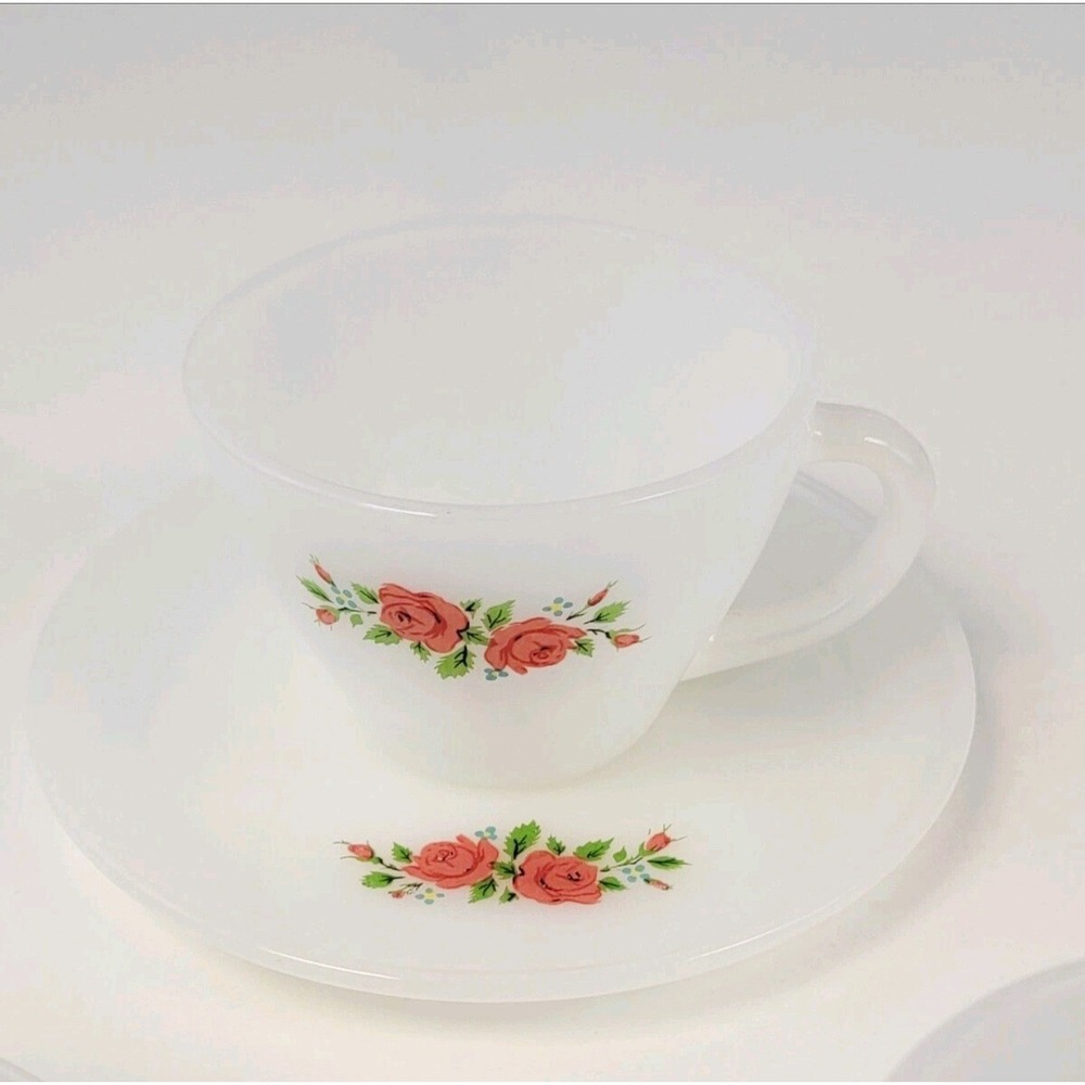 Vtg Fire King Primrose‎ Teacup & Saucer Milk Glass Multiple Available